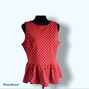 LAST CHANCE! EUC red orange sleeveless Worthington peplum top